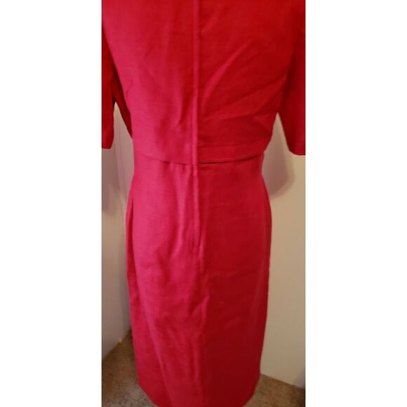 WILLIAM PEARSON Vintage Red Linen Lined Short Sleeve Sheath Dress Size 8/10 - Picture 9 of 10